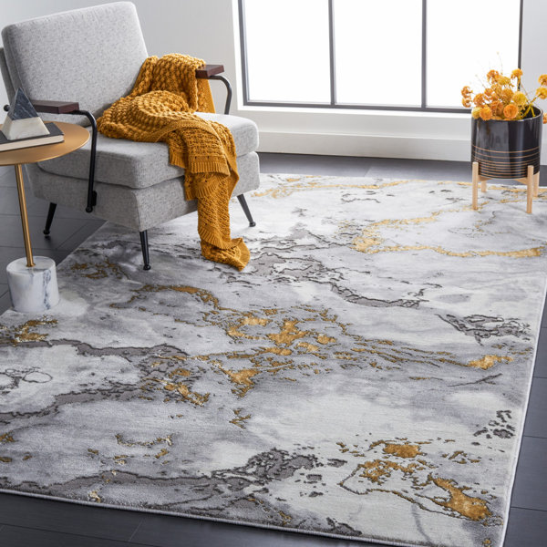 grey and gold area rug